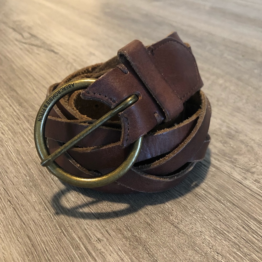 A&F Brown Leather Braided Belt